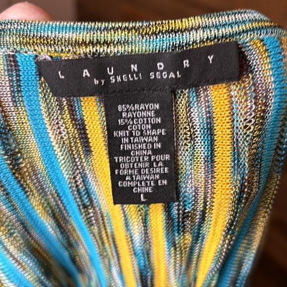 Laundry by Shelli Segal Striped V-Neck Women's Top tie front - Picture 7 of 7